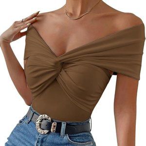 Sexy Off shoulder chocolate top